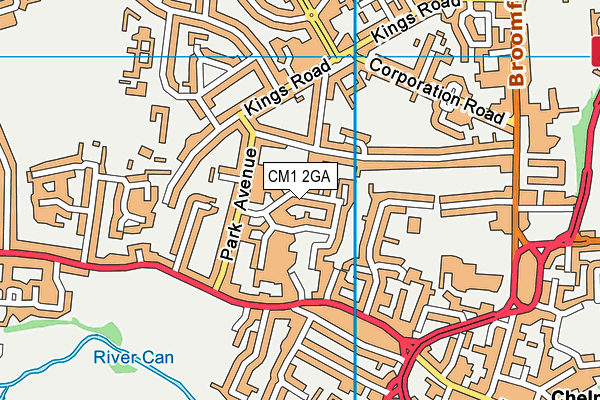 CM1 2GA map - OS VectorMap District (Ordnance Survey)