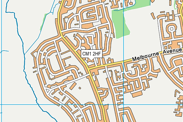 CM1 2HF map - OS VectorMap District (Ordnance Survey)
