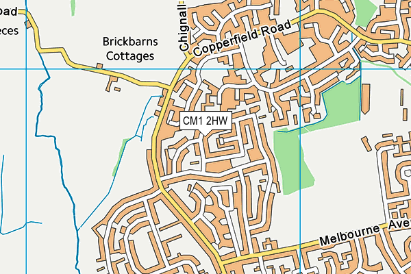 CM1 2HW map - OS VectorMap District (Ordnance Survey)