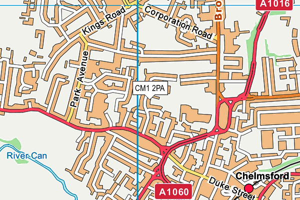CM1 2PA map - OS VectorMap District (Ordnance Survey)