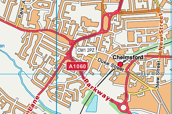 CM1 2PZ map - OS VectorMap District (Ordnance Survey)