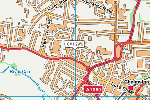 CM1 2WU map - OS VectorMap District (Ordnance Survey)