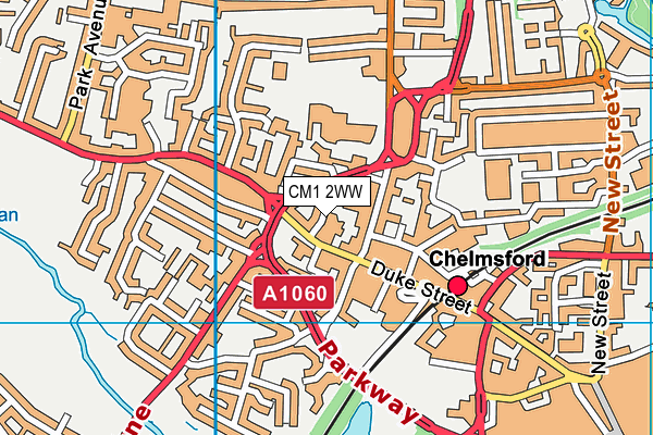 CM1 2WW map - OS VectorMap District (Ordnance Survey)