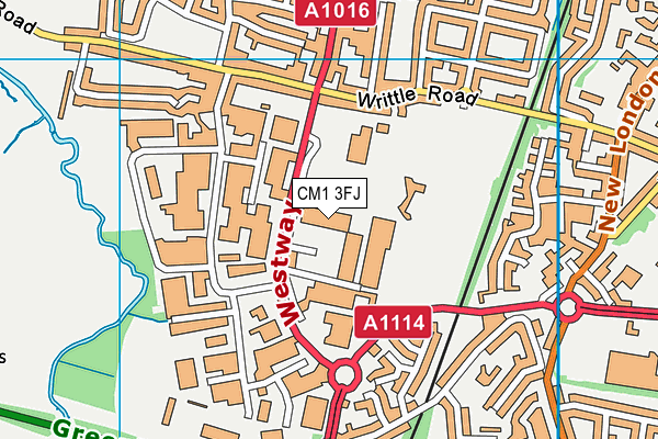 CM1 3FJ map - OS VectorMap District (Ordnance Survey)