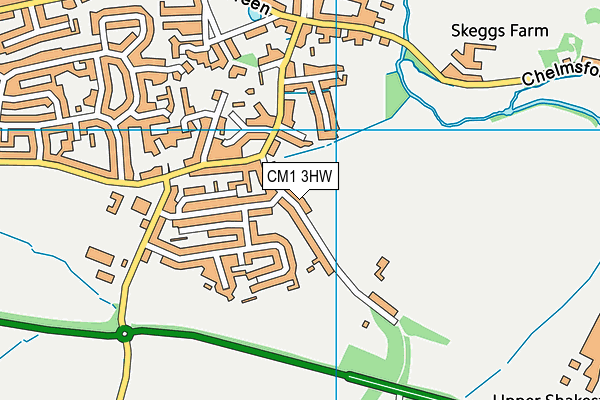 Writtle Sports And Social Club map (CM1 3HW) - OS VectorMap District (Ordnance Survey)