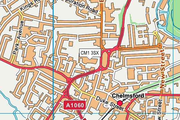 King Edward VI Grammar School, Chelmsford map (CM1 3SX) - OS VectorMap District (Ordnance Survey)