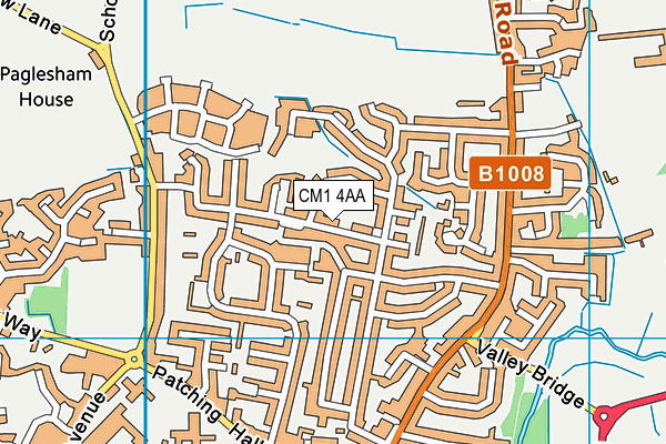 CM1 4AA map - OS VectorMap District (Ordnance Survey)