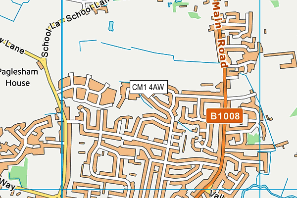 CM1 4AW map - OS VectorMap District (Ordnance Survey)