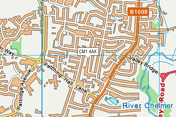 CM1 4AX map - OS VectorMap District (Ordnance Survey)