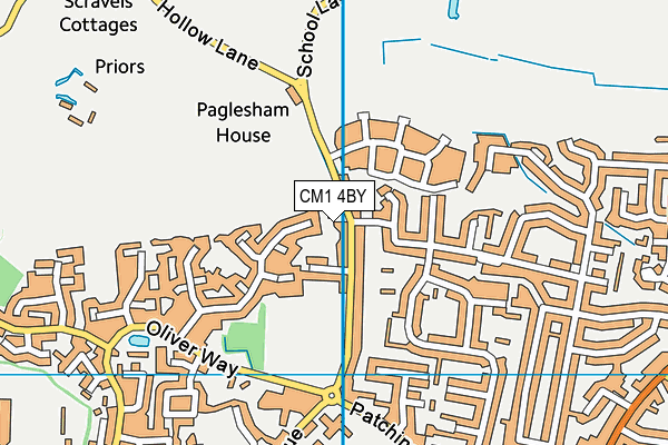 CM1 4BY map - OS VectorMap District (Ordnance Survey)
