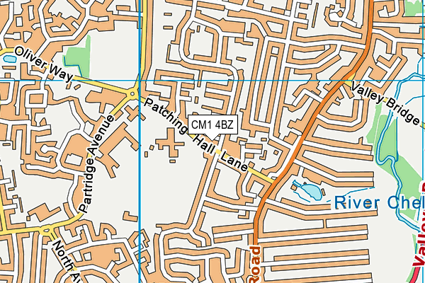 CM1 4BZ map - OS VectorMap District (Ordnance Survey)