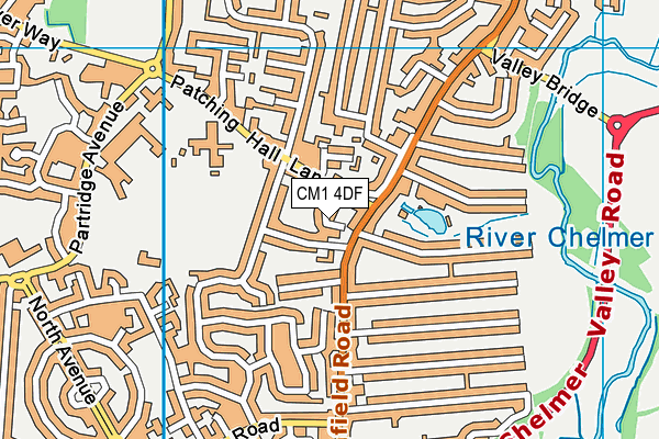 CM1 4DF map - OS VectorMap District (Ordnance Survey)
