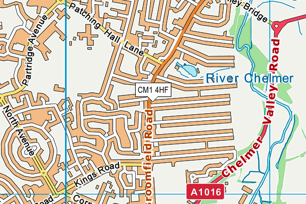 CM1 4HF map - OS VectorMap District (Ordnance Survey)