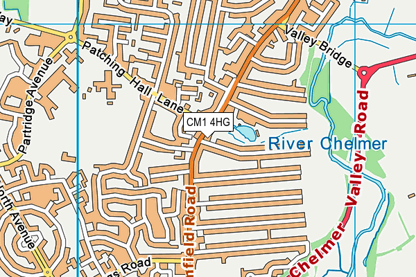 CM1 4HG map - OS VectorMap District (Ordnance Survey)