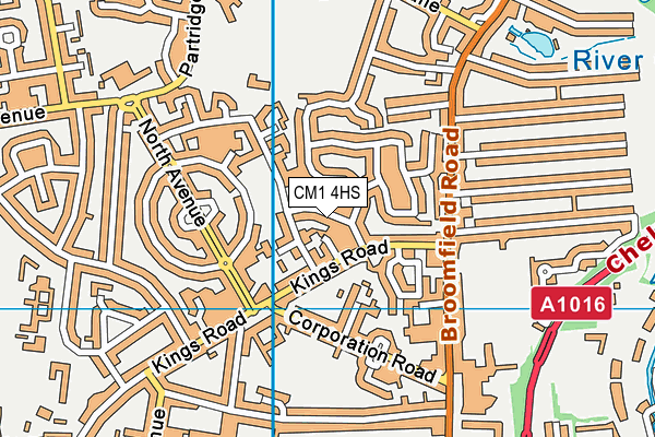 CM1 4HS map - OS VectorMap District (Ordnance Survey)