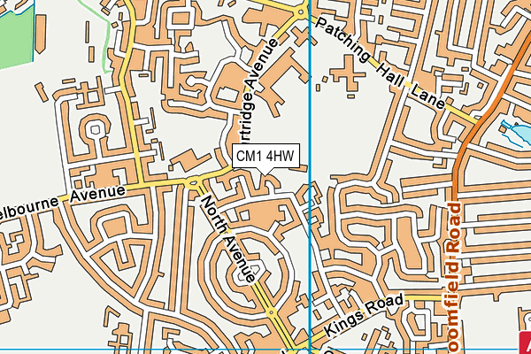 CM1 4HW map - OS VectorMap District (Ordnance Survey)
