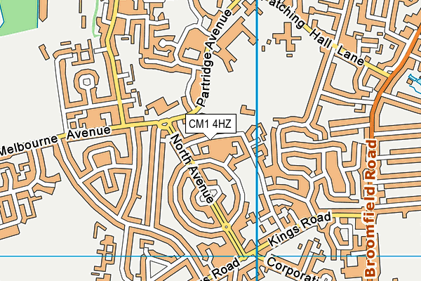 CM1 4HZ map - OS VectorMap District (Ordnance Survey)