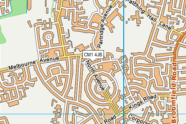 CM1 4JB map - OS VectorMap District (Ordnance Survey)