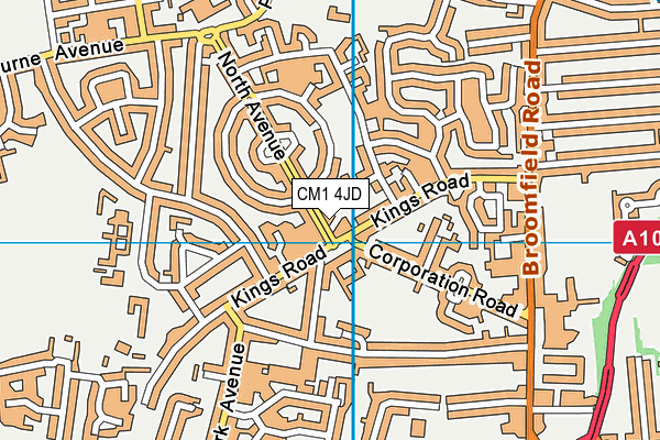 CM1 4JD map - OS VectorMap District (Ordnance Survey)