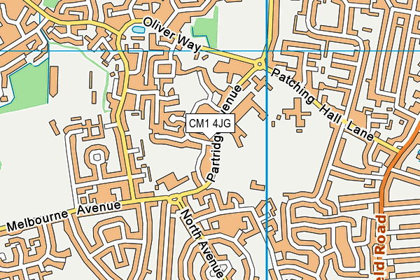 CM1 4JG map - OS VectorMap District (Ordnance Survey)