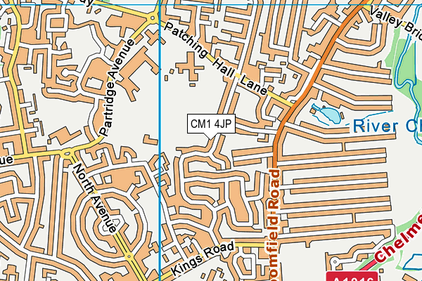 CM1 4JP map - OS VectorMap District (Ordnance Survey)