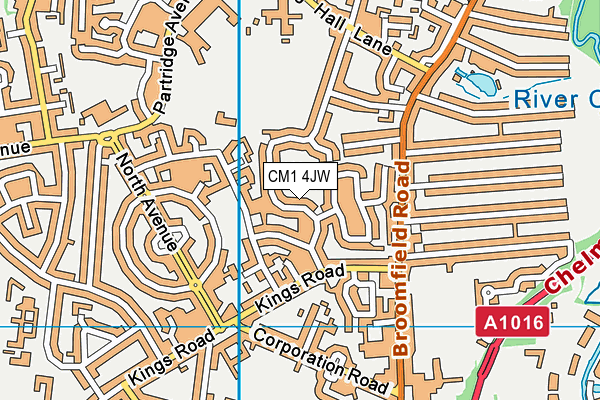 CM1 4JW map - OS VectorMap District (Ordnance Survey)
