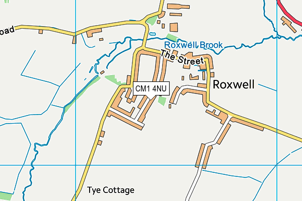 Roxwell Recreation Ground map (CM1 4NU) - OS VectorMap District (Ordnance Survey)