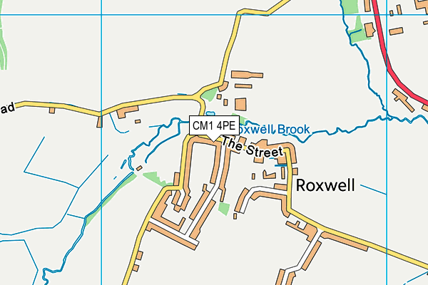 Roxwell Church of England Primary School map (CM1 4PE) - OS VectorMap District (Ordnance Survey)