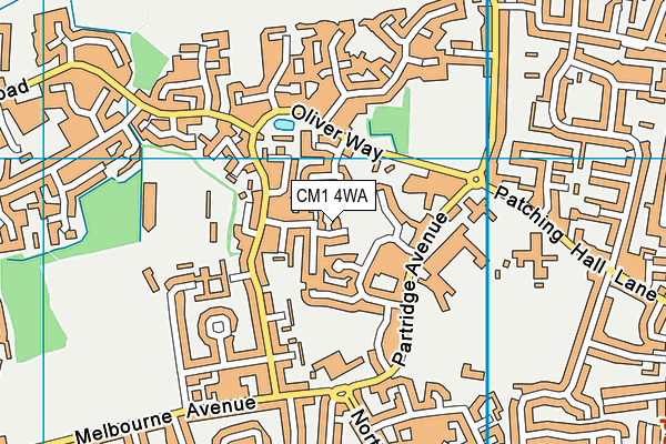 CM1 4WA map - OS VectorMap District (Ordnance Survey)