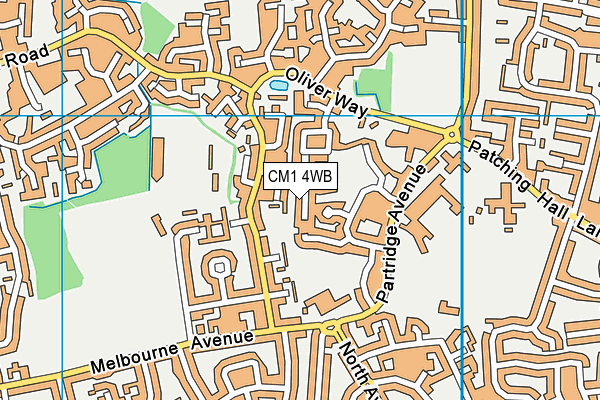 CM1 4WB map - OS VectorMap District (Ordnance Survey)