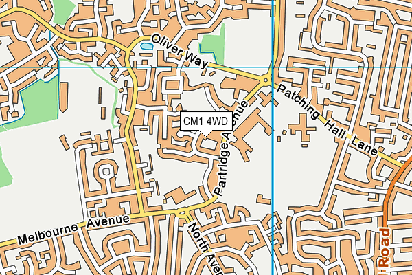 CM1 4WD map - OS VectorMap District (Ordnance Survey)