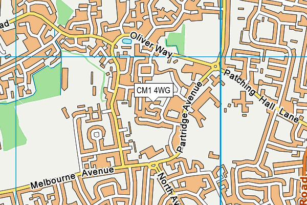 CM1 4WG map - OS VectorMap District (Ordnance Survey)