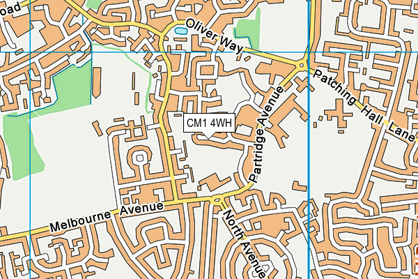 CM1 4WH map - OS VectorMap District (Ordnance Survey)