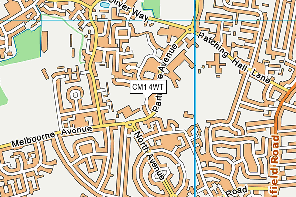 CM1 4WT map - OS VectorMap District (Ordnance Survey)