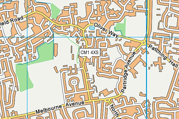 CM1 4XS map - OS VectorMap District (Ordnance Survey)