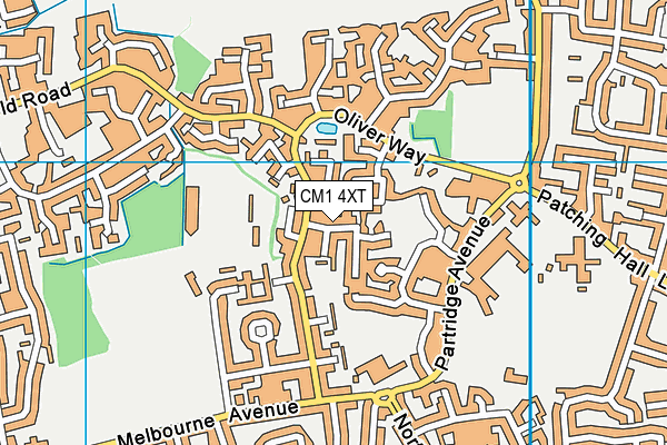 CM1 4XT map - OS VectorMap District (Ordnance Survey)