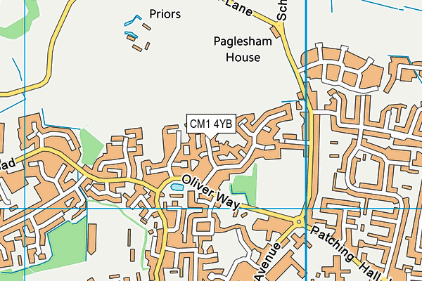 CM1 4YB map - OS VectorMap District (Ordnance Survey)