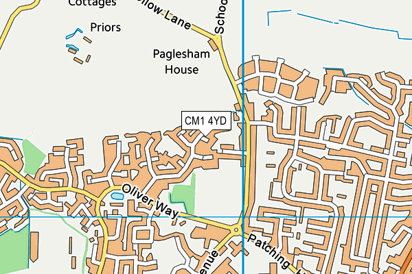CM1 4YD map - OS VectorMap District (Ordnance Survey)