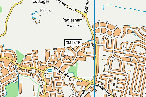CM1 4YE map - OS VectorMap District (Ordnance Survey)