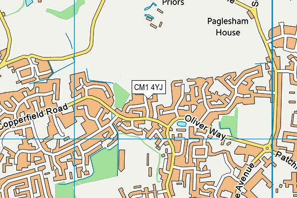 CM1 4YJ map - OS VectorMap District (Ordnance Survey)