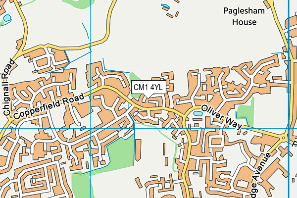 CM1 4YL map - OS VectorMap District (Ordnance Survey)
