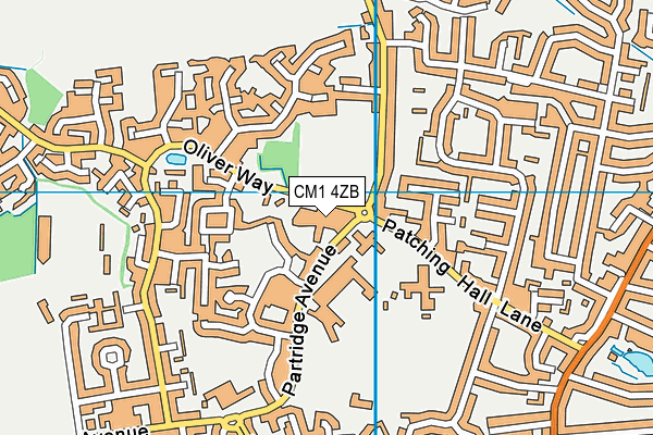CM1 4ZB map - OS VectorMap District (Ordnance Survey)
