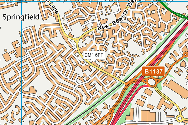 CM1 6FT map - OS VectorMap District (Ordnance Survey)