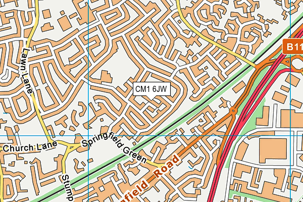 CM1 6JW map - OS VectorMap District (Ordnance Survey)