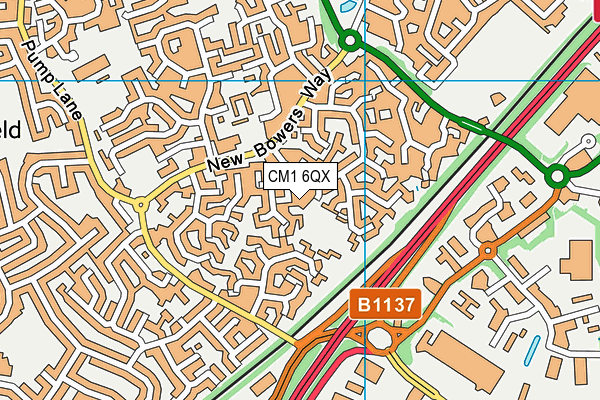 CM1 6QX map - OS VectorMap District (Ordnance Survey)