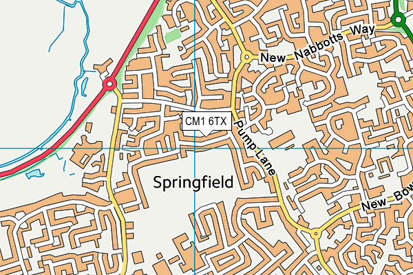 CM1 6TX map - OS VectorMap District (Ordnance Survey)