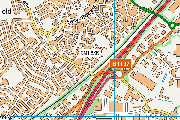 CM1 6XR map - OS VectorMap District (Ordnance Survey)