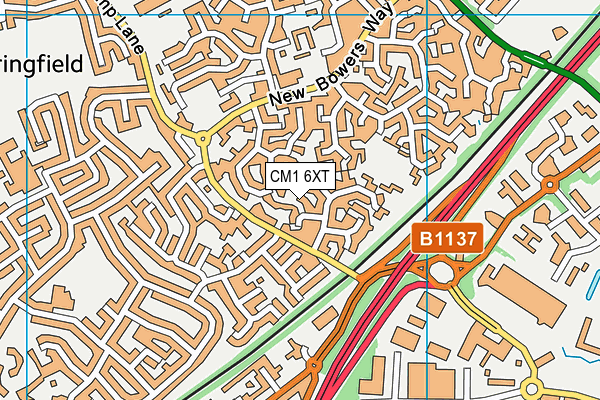 CM1 6XT map - OS VectorMap District (Ordnance Survey)