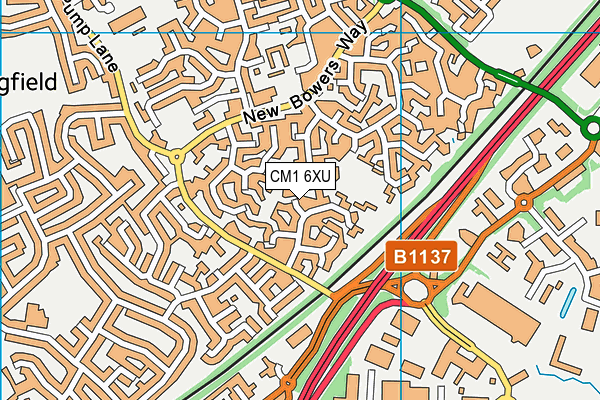 CM1 6XU map - OS VectorMap District (Ordnance Survey)