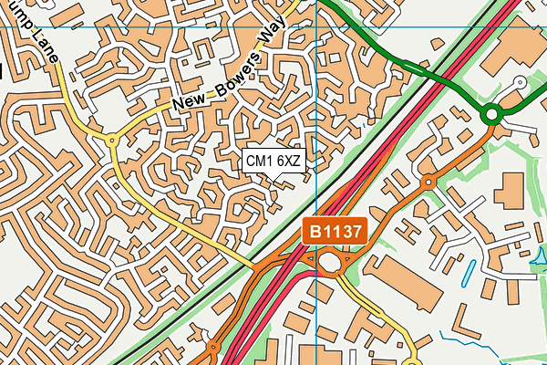 CM1 6XZ map - OS VectorMap District (Ordnance Survey)